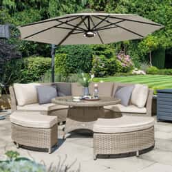 Kettler Palma Round Garden Furniture Set in Oyster with Stone cushions