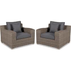 Kettler Palma Luxe Armchair Pair - Rattan with Grey Taupe Cushions