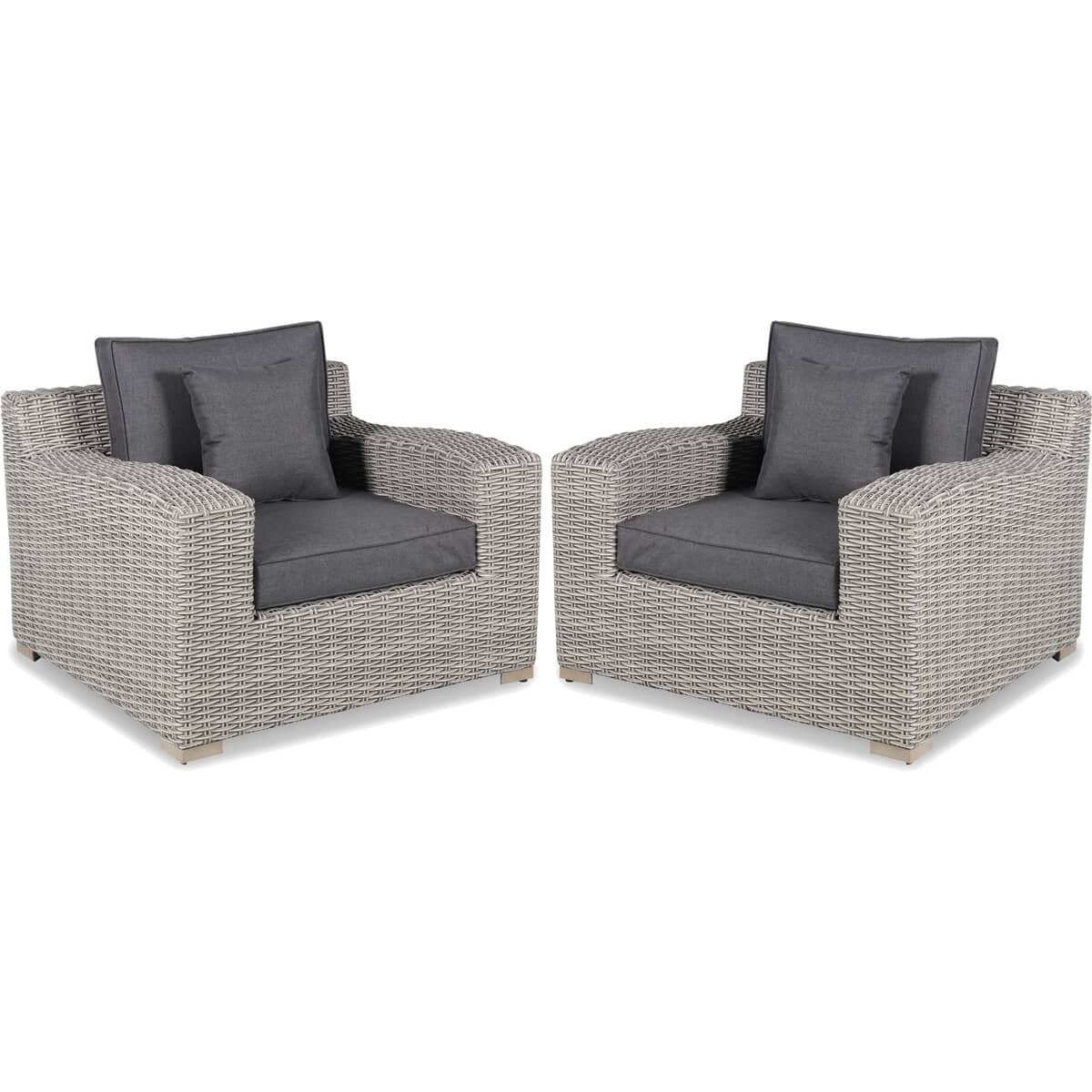 Kettler Palma Luxe Armchair Pair - Whitewash with Grey Taupe Cushions