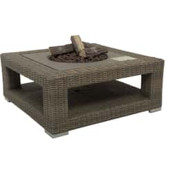 Life Aya Firepit Table in Brown Weave