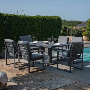 Maze Amalfi 6 Seat Rectangular Dining Set with Height Adjustable Table Grey