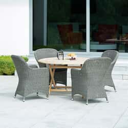 Alexander Rose Monte Carlo Grey 4 Seat Dining Set with Folding Round Table