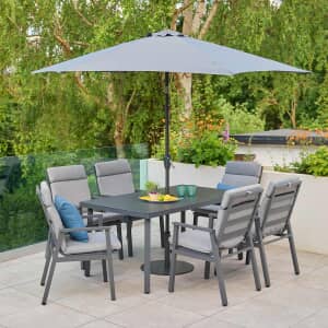 LG Outdoor Barcelona 6 Seat Dining Set with 3m Parasol