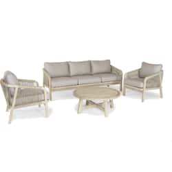 Kettler Cora Rope - 3 Seat Sofa Lounge Set with Round Coffee Table