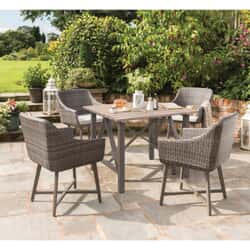 Kettler LaMode - 4 Seat Dining Set with Aluminium Wood Effect Table Top