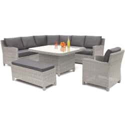 Kettler Palma Grande Complete Set with Glass Top Table Whitewash/Grey Taupe