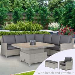 Kettler Signature Palma Grande Complete Sofa Set with High/Low Slat Top Table Whitewash