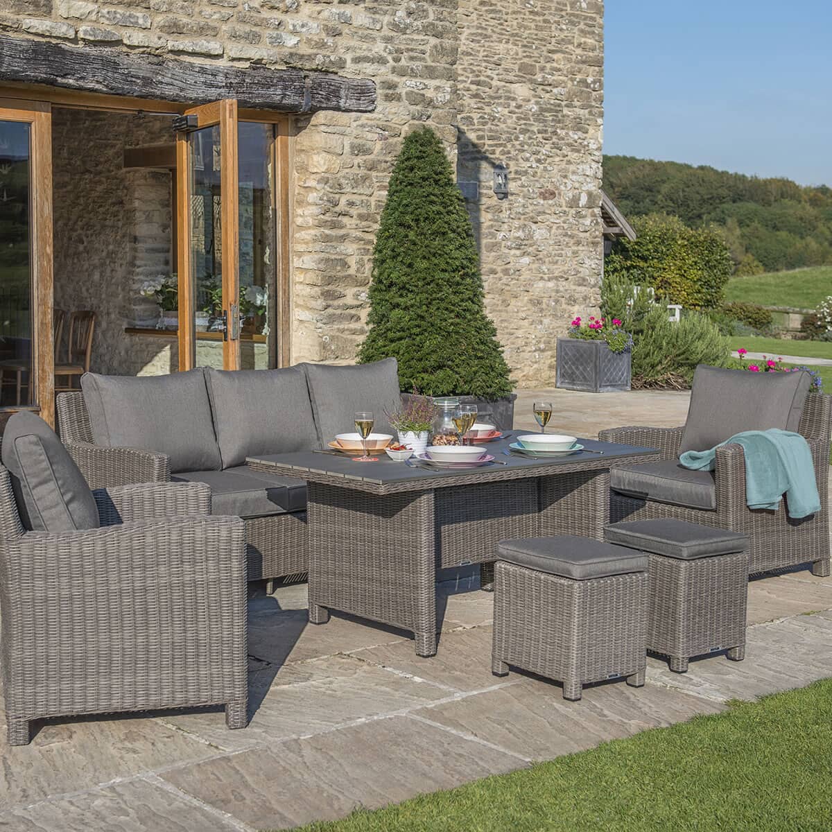 Kettler Palma Casual Dining Set Rattan Kpalcas01 Garden Kettler Palma Casual Dining Sofa Set Rattan Slat Top Table