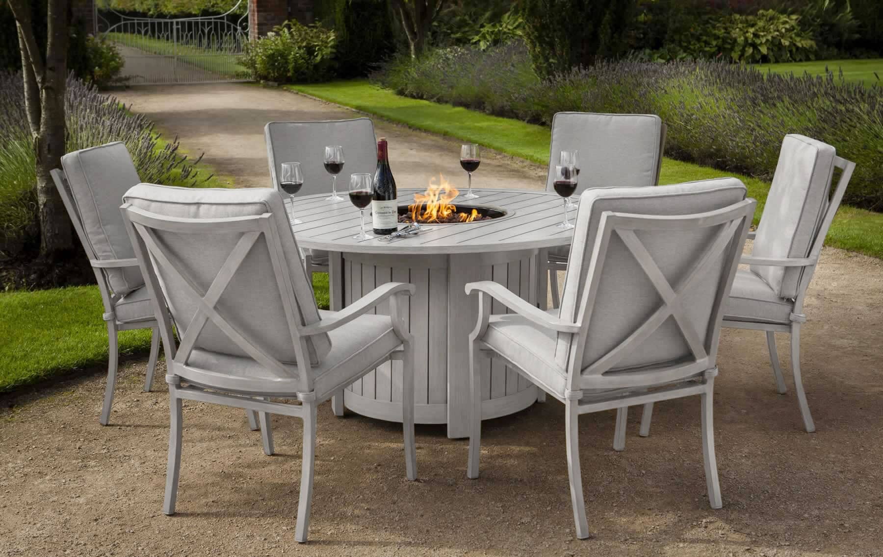 Hartman Portland Dining Gas Fire Pit Set (Platinum) (PORSET06