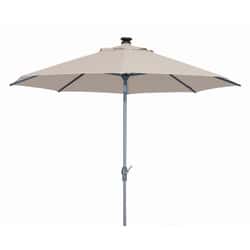 Kettler 3.0m Wind Up Parasol with Auto Tilt LED Solar - Grey Frame/Stone Canopy