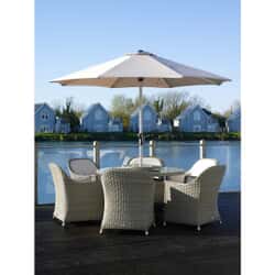 Bramblecrest Monte Carlo 140cm Round Table 
with 60cm Lazy Susan 6
 Armchairs Parasol and Base