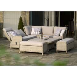 Bramblecrest Chedworth Reclining Modular Corner Sofa with Square Dual Height Ceramic Table - Sandstone