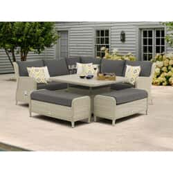 Bramblecrest Chedworth Reclining Corner Sofa Dining Set with Square Dual Height Table Dove Grey