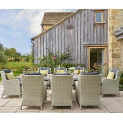Bramblecrest Chedworth 8 Seat Ceramic Top Rectangular Dining Table Set Dove Grey