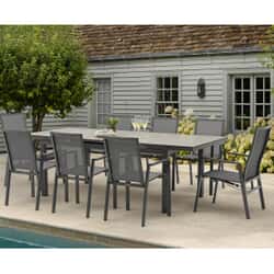 Bramblecrest Seville 180/240 x 100 cm Rectangle Extending Table with 6 Seville Textilene Armchairs and 2 Recliners