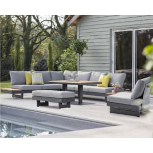 Bramblecrest Vilamoura L-Shape Sofa with Rectangle Piston Table Bench and Sofa Chair