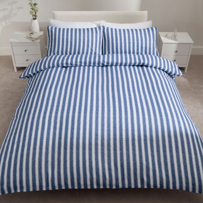 Catherine Lansfield Stripe Brushed Cotton Blue  large