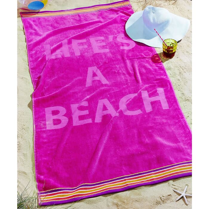 Catherine Lansfield Lifes a Beach Pink large