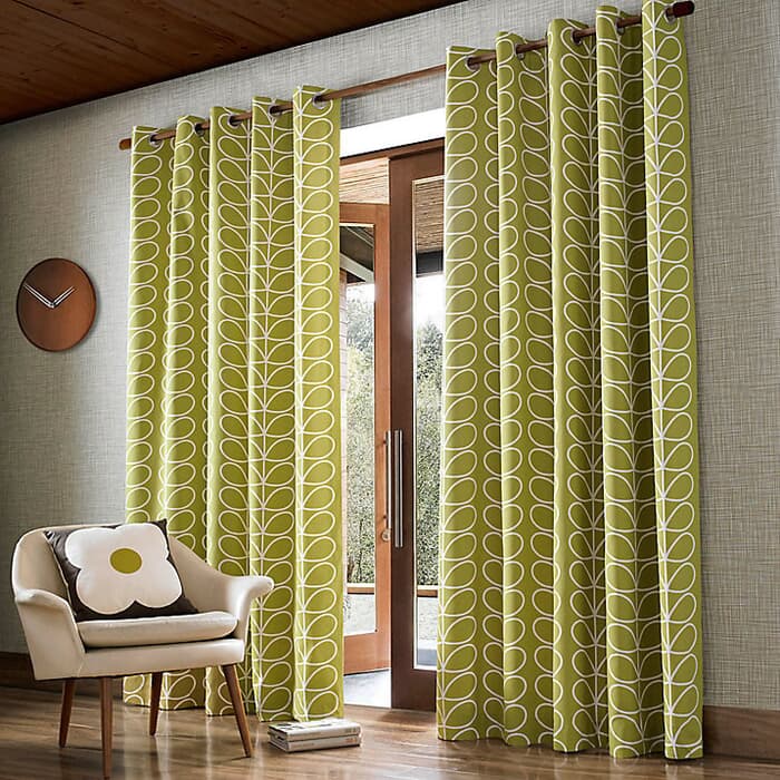 Orla Kiely Linear Stem Curtains Olive large
