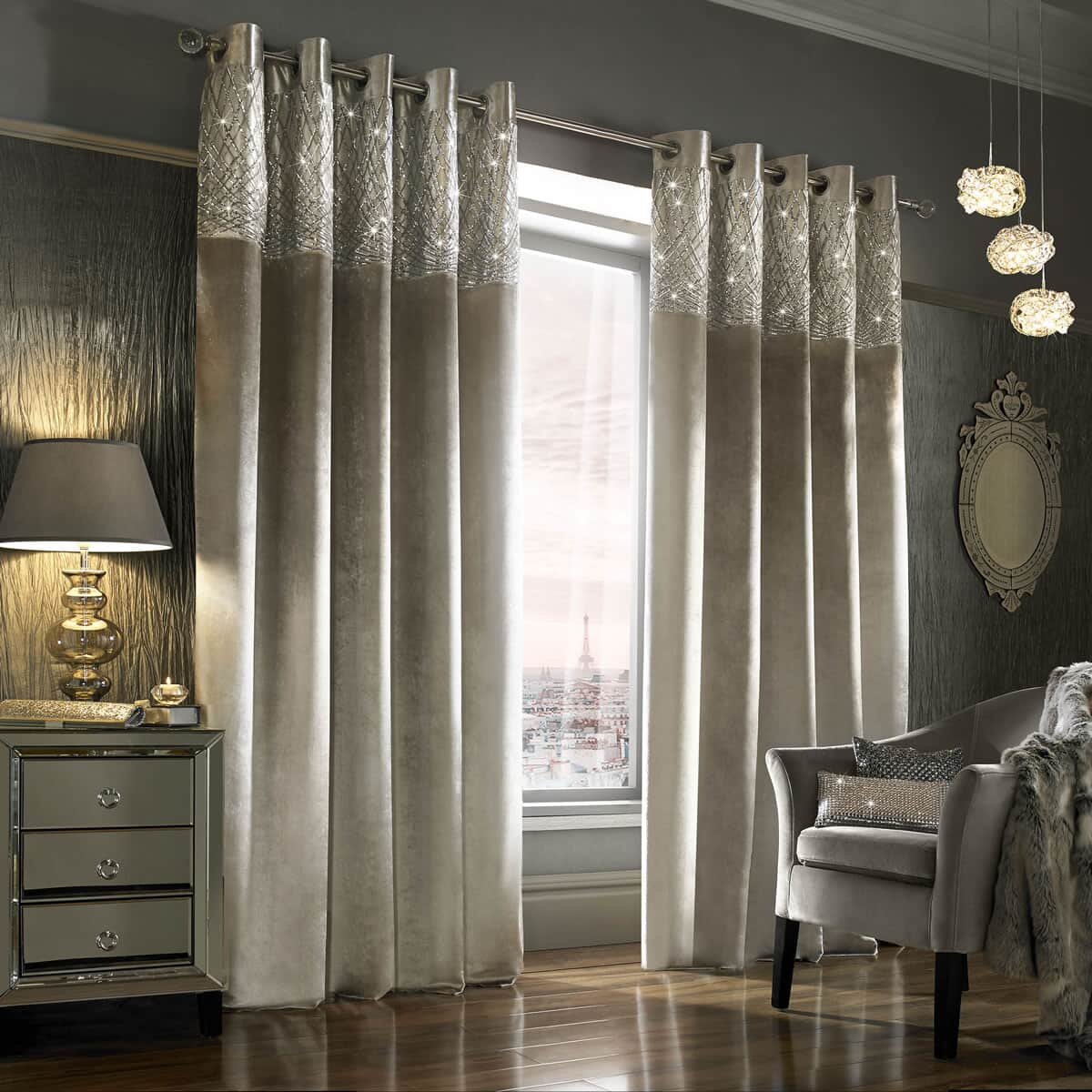 Kylie at Home Esta Silver Curtains large