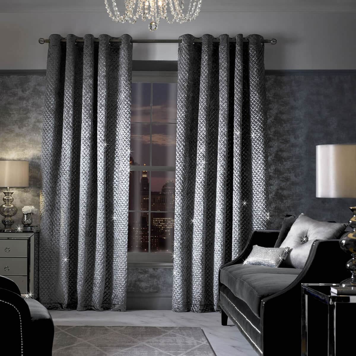 Kylie at Home Grazia Silver Curtains large