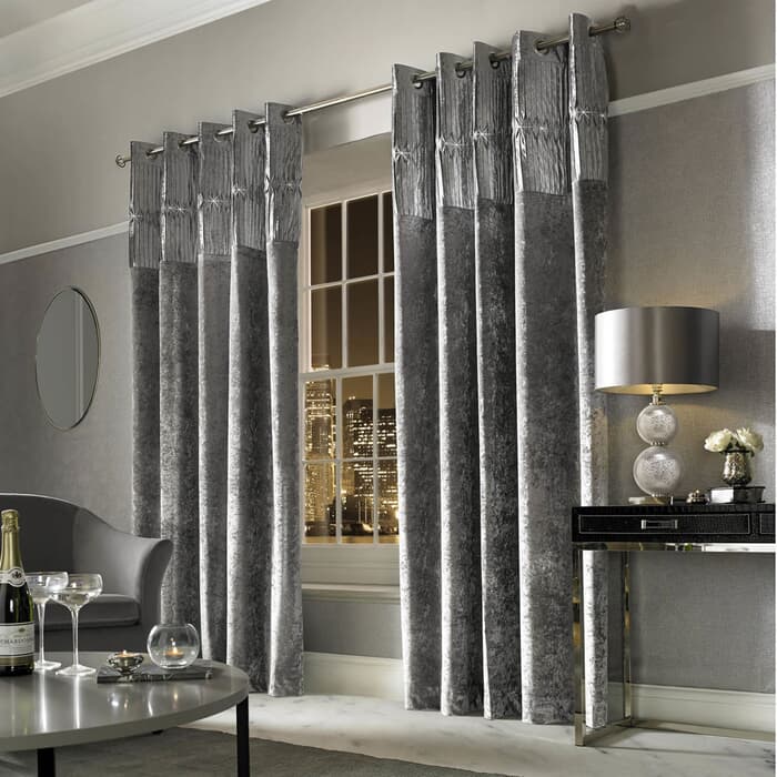 Kylie at Home Veda Silver Curtains large