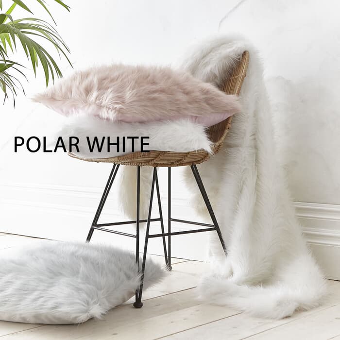 Catherine Lansfield Metallic Fur Polar White large