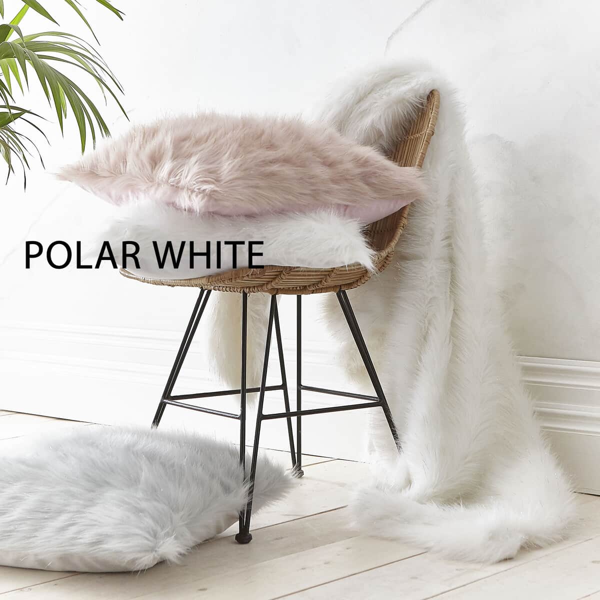 Catherine Lansfield Metallic Fur Polar White large