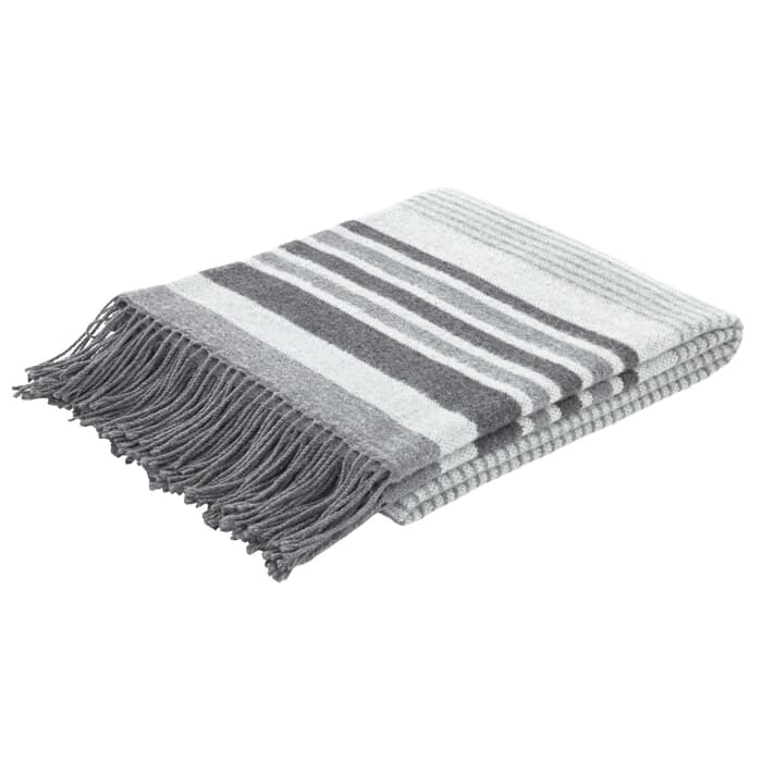 Catherine Lansfield Woven Striped Blanket Grey large
