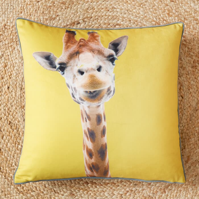 Catherine Lansfield Giraffe Cushion Yellow large