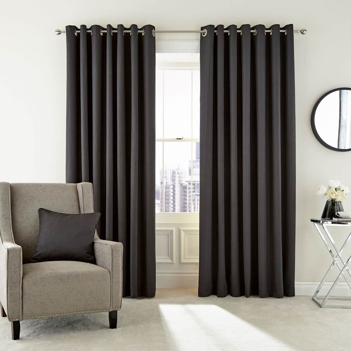Peacock Blue Hotel Barcelo Graphite Curtains large