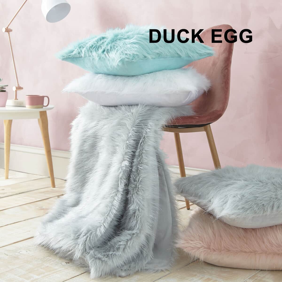 Catherine Lansfield Metallic Fur Duck Egg large