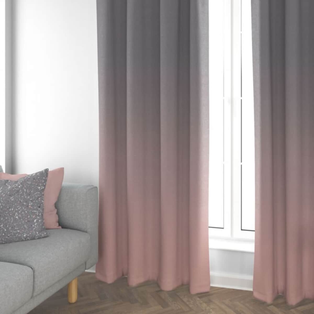 Cotton Anthology Frost Curtains Grey/ Pink large