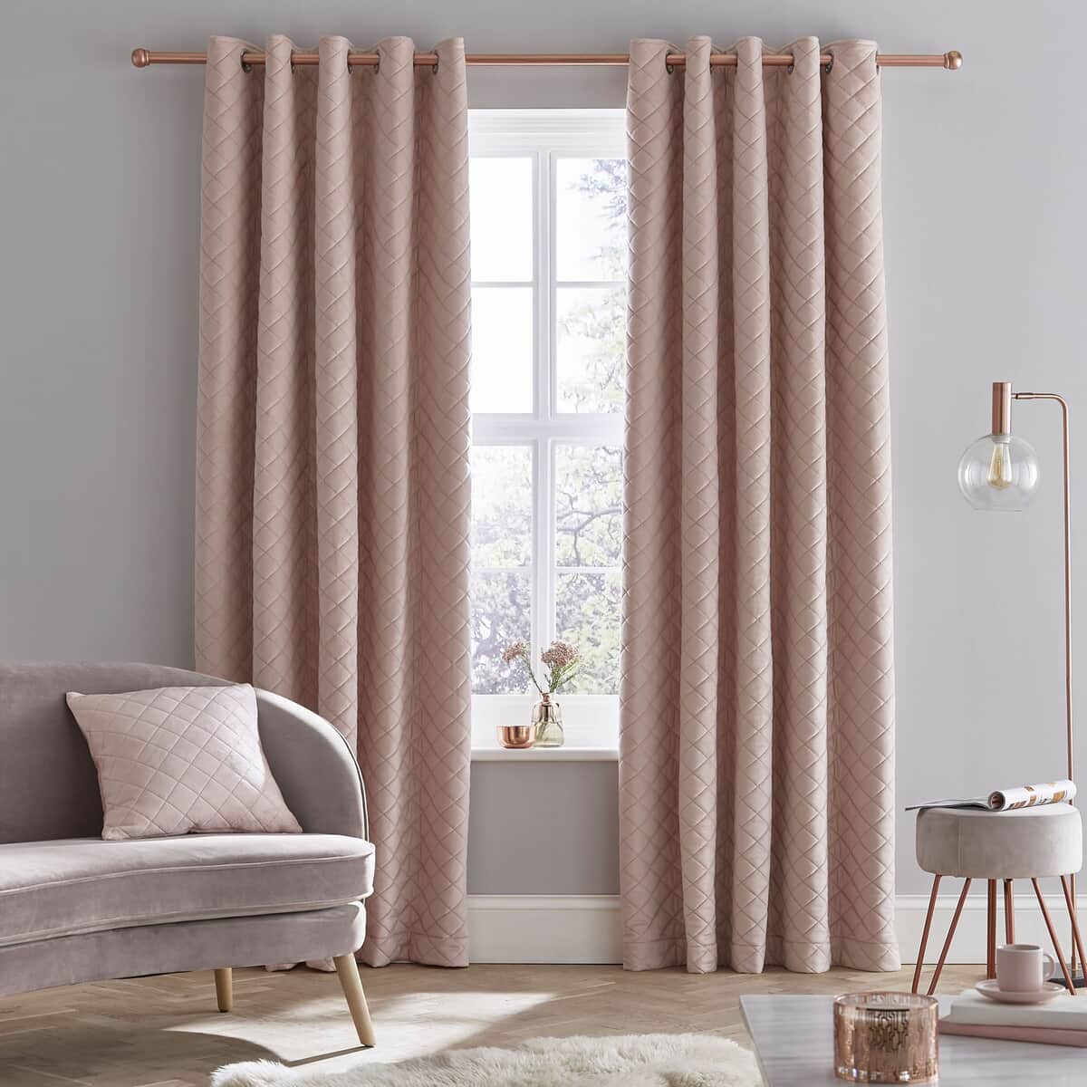 Catherine Lansfield So Soft Luxe Velvet Curtains Blush large