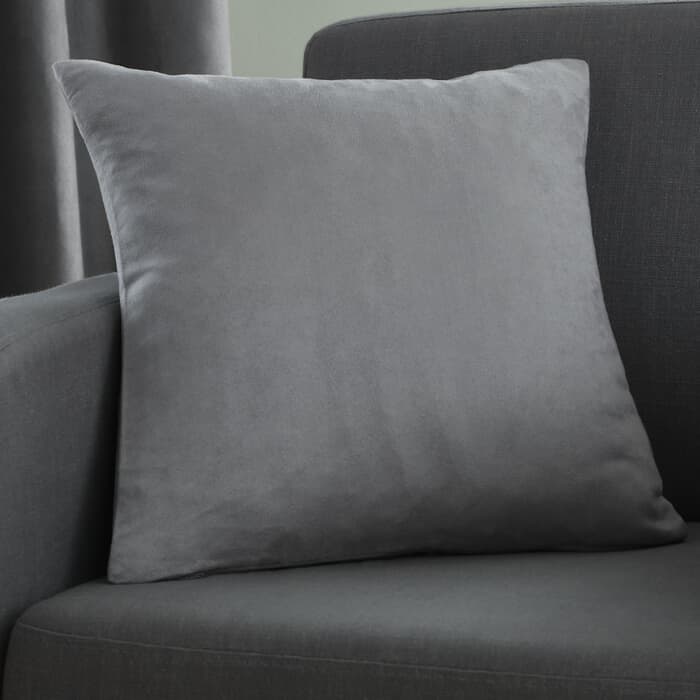 Catherine Lansfield Faux Suede Grey Cushion Cover large
