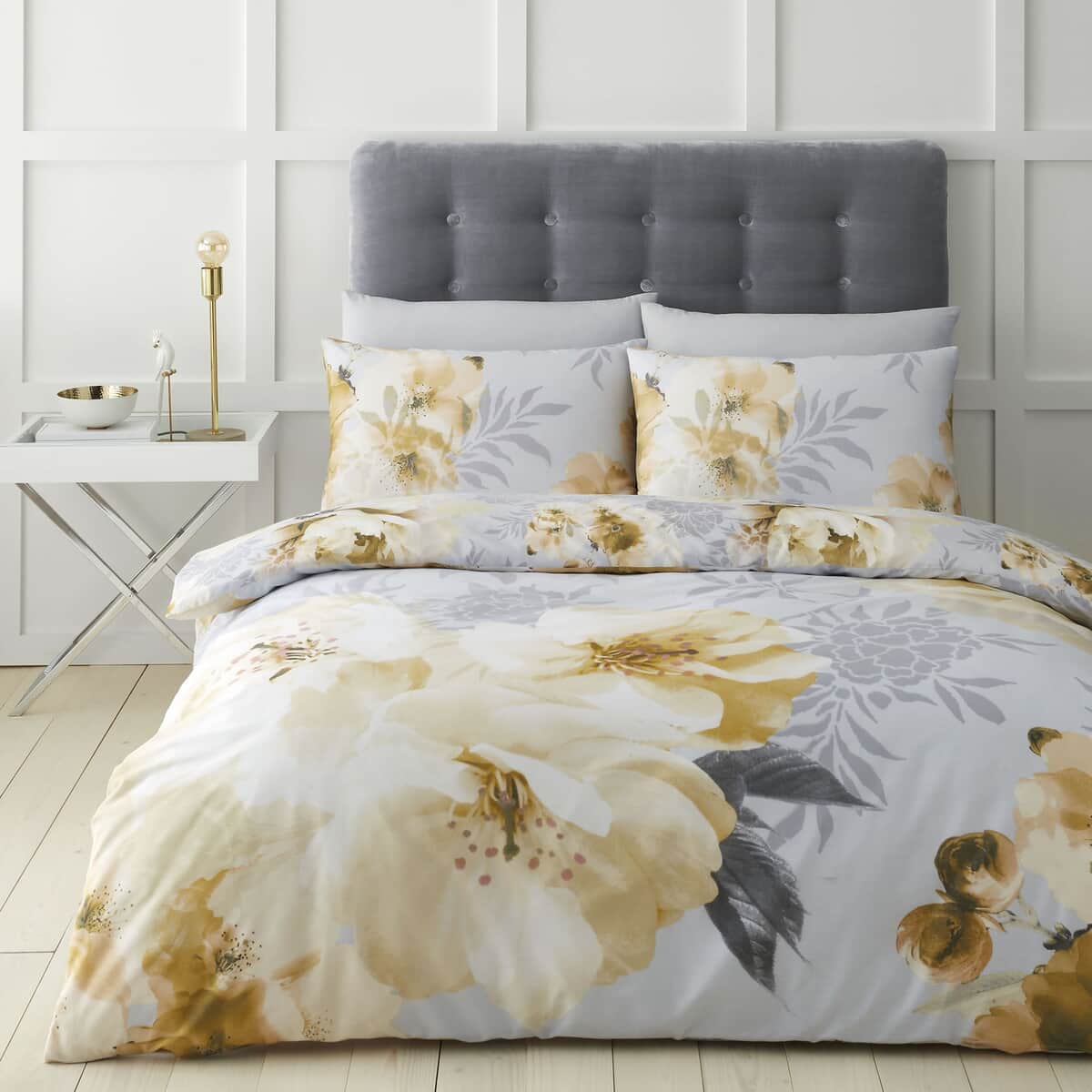 Catherine Lansfield Dramatic Floral Ochre large