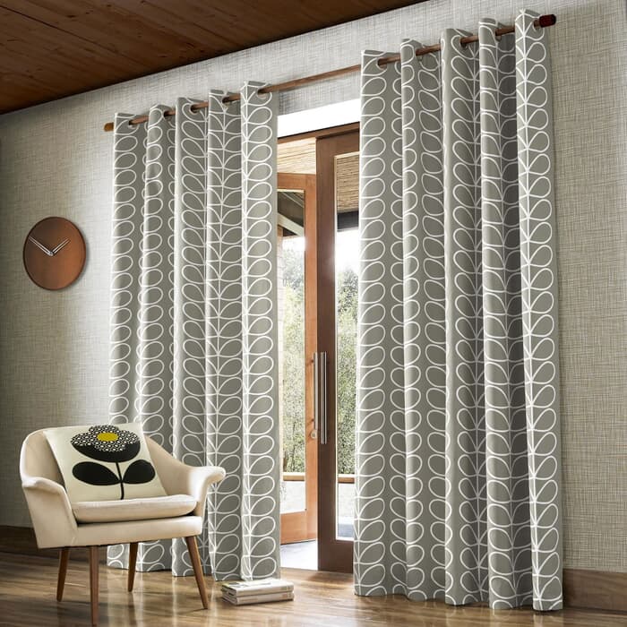 Orla Kiely Linear Stem Curtains Silver large