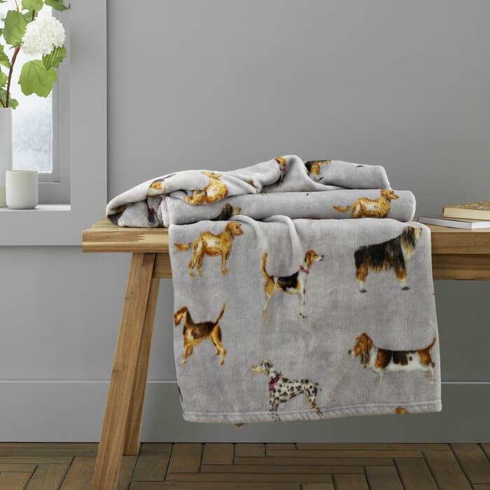 Catherine Lansfield Country Dogs Throw Natural large