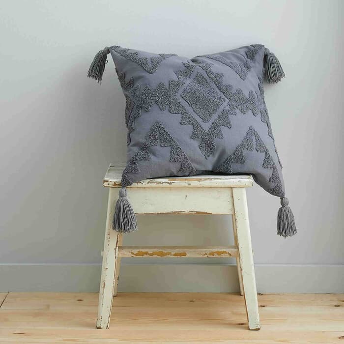 Pineapple Elephant Imani Tufted Cushion Charcoal large