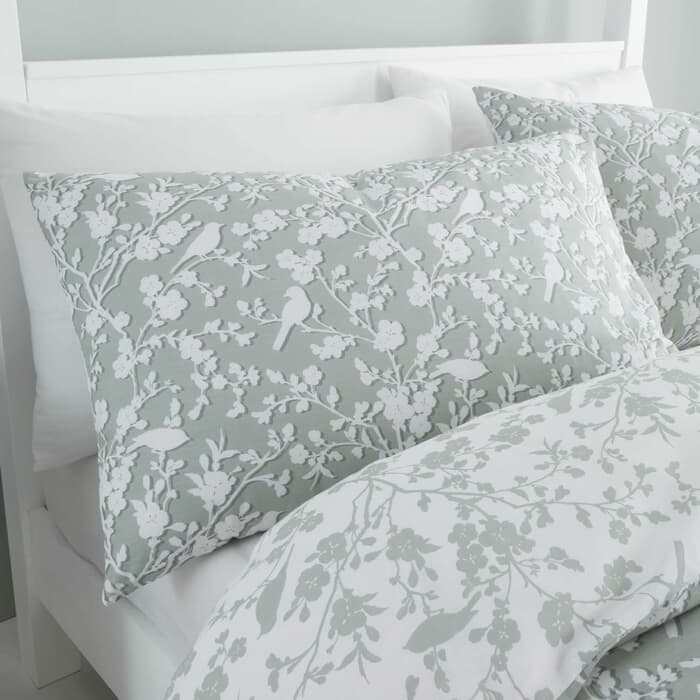 Catherine Lansfield Floral Birds Green - JustLinen