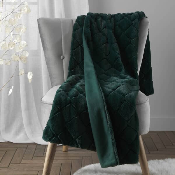 Cosy Diamond Throw Bottle Green