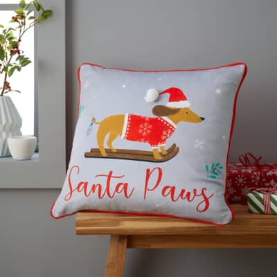 Christmas Santa Paws Cushion