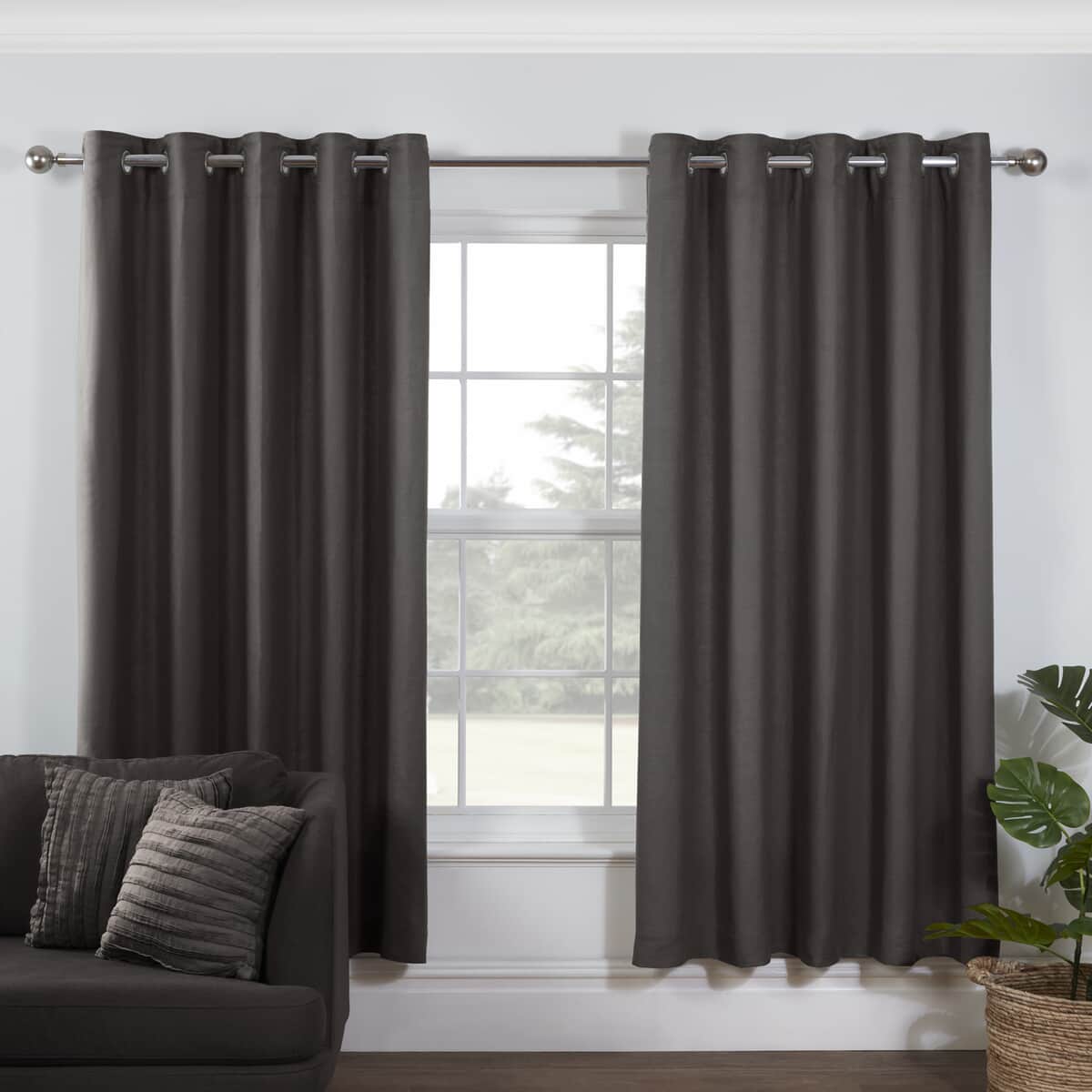 Lazy Linen Linen Curtains Charcoal large