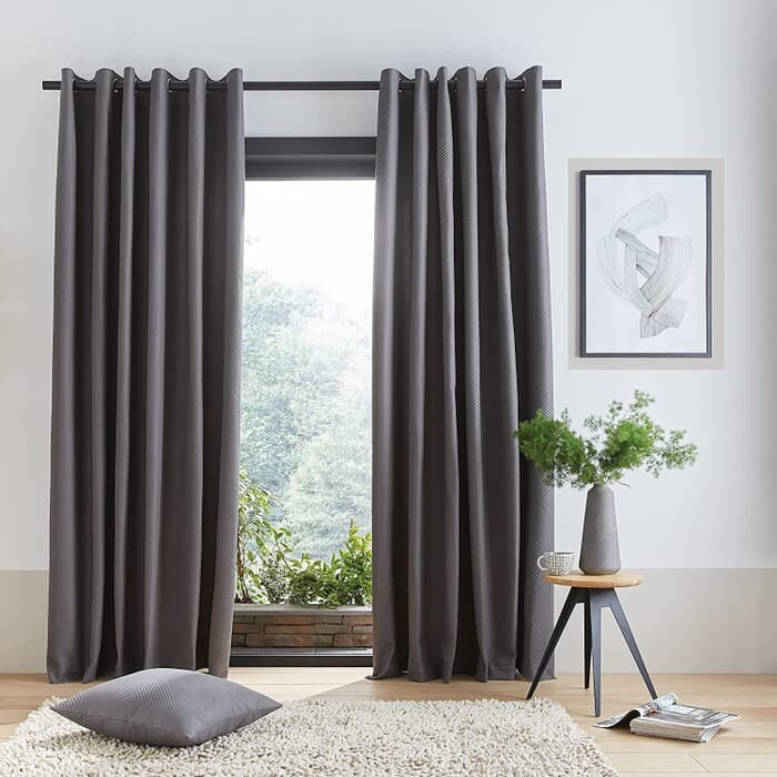 Catherine Lansfield Pinsonic Chevron Curtains Charcoal large
