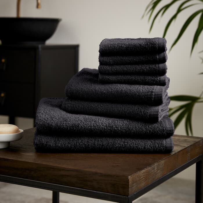 Catherine Lansfield Quick Dry Towels Black large