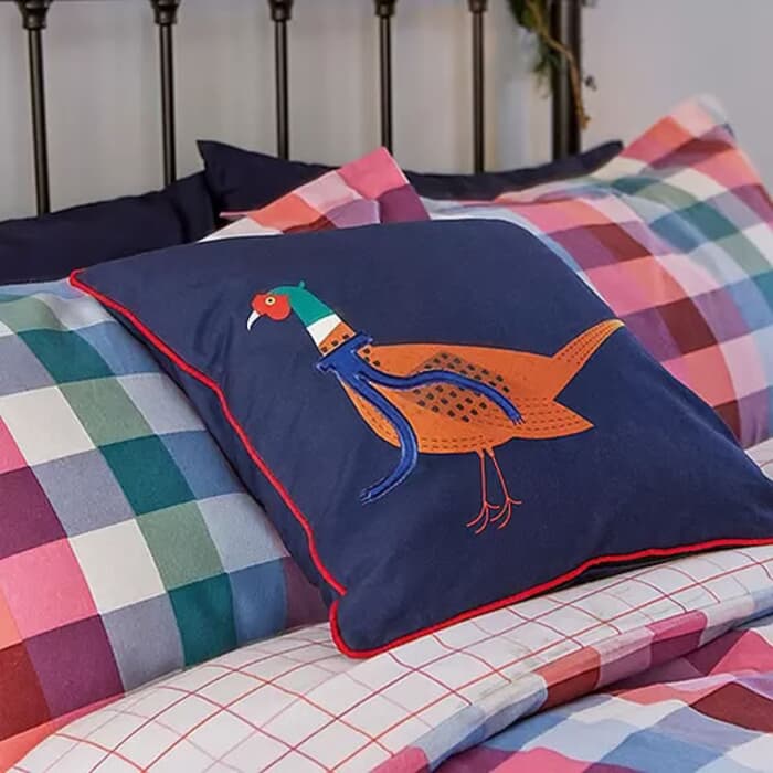 Joules Merry Check Cushion large