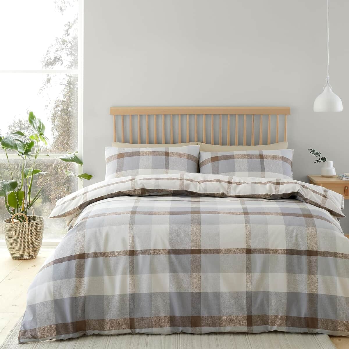 Catherine Lansfield Brushed Check Natural large