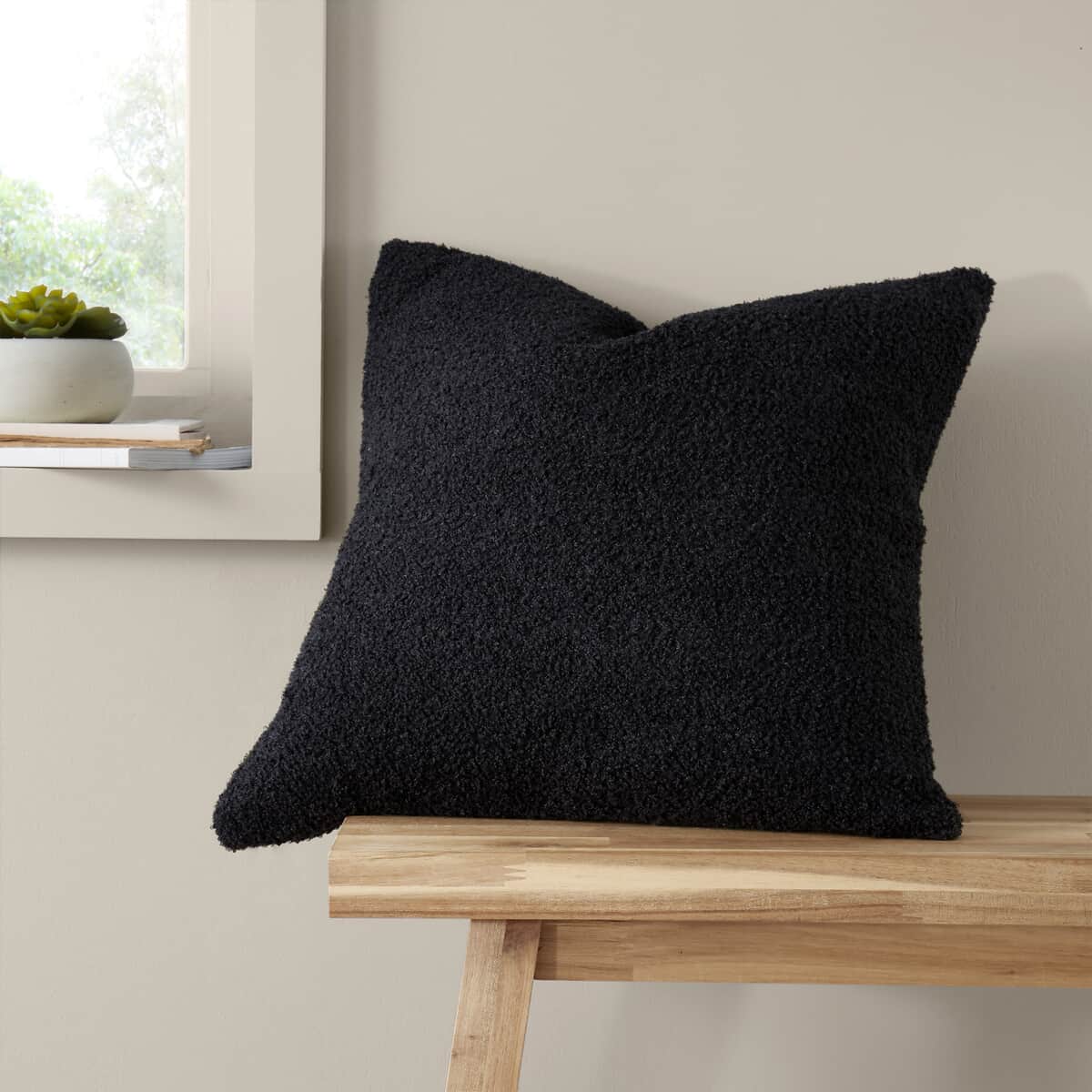Catherine Lansfield Cosy Boucle Cushion Black large