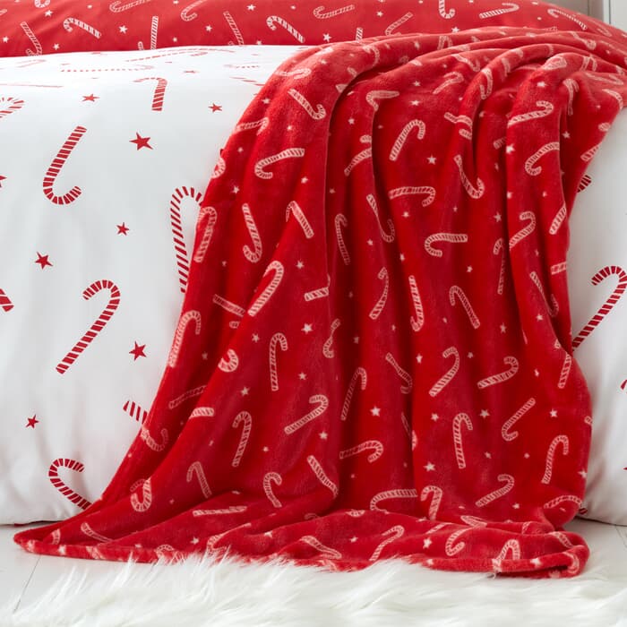Catherine Lansfield Christmas Candy Cane Throw large