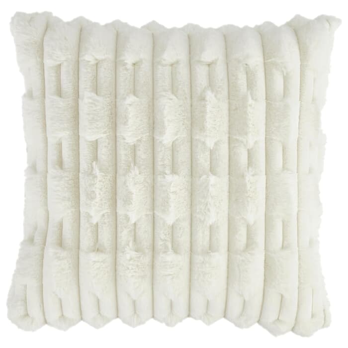 Bianca Carved Faux Fur Cream Cushion large
